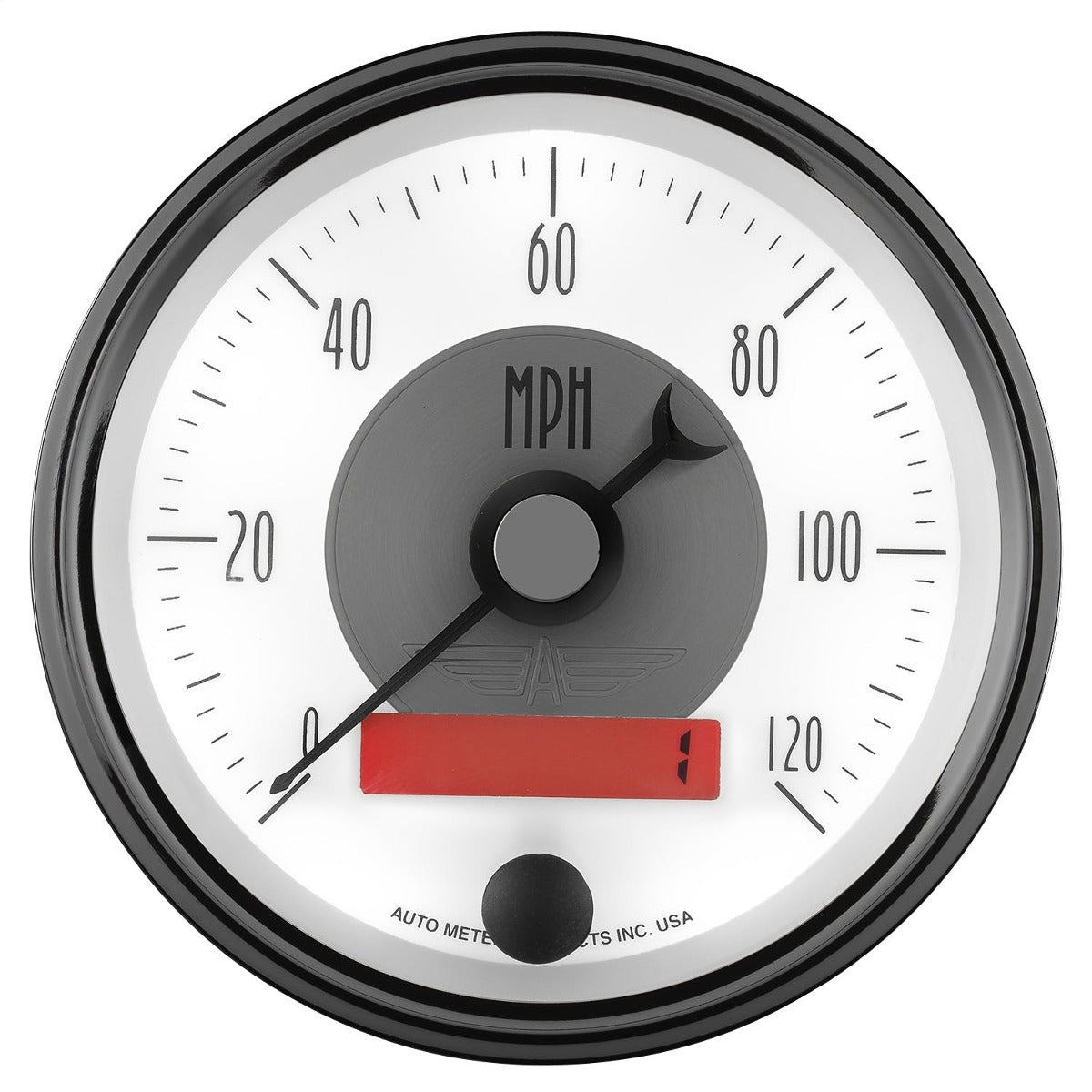 AutoMeter Products 2084 Gauge; Speedo; 3 3/8in.; 120mph; Elec. Program w/LCD odo; Prestige Pearl