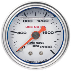 AutoMeter Products 1-1/2 in. PRESSURE, 0-2,000 PSI, WHITE PN. 2183