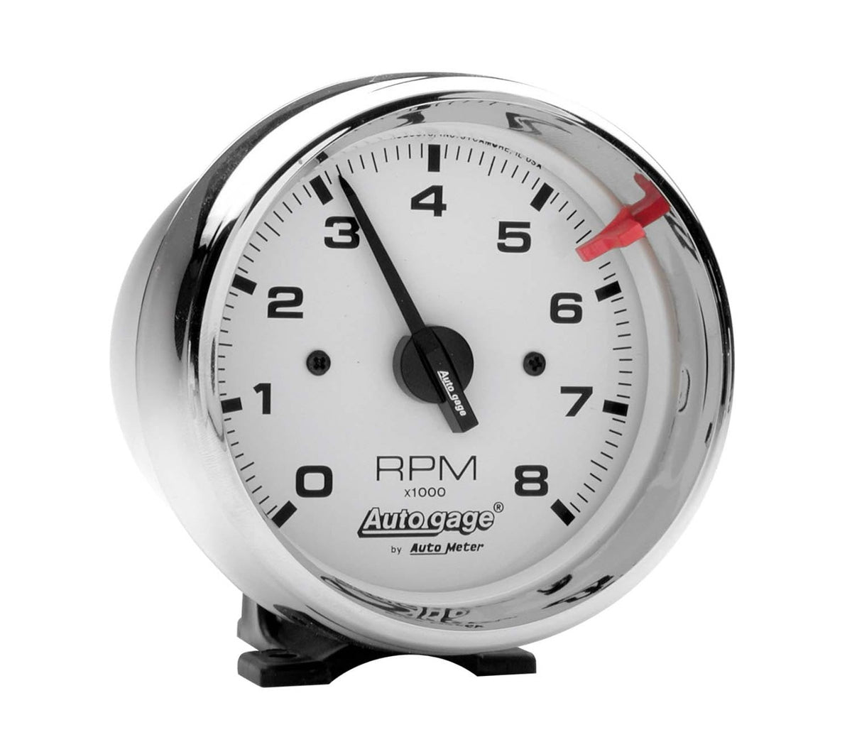 AutoMeter Products 2304 Gauge; Tach; 3 3/4in.; 8k RPM; Pedestal; Wht Dial Chrome Case; AutoGage