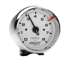 AutoMeter Products 2304 Gauge; Tach; 3 3/4in.; 8k RPM; Pedestal; Wht Dial Chrome Case; AutoGage