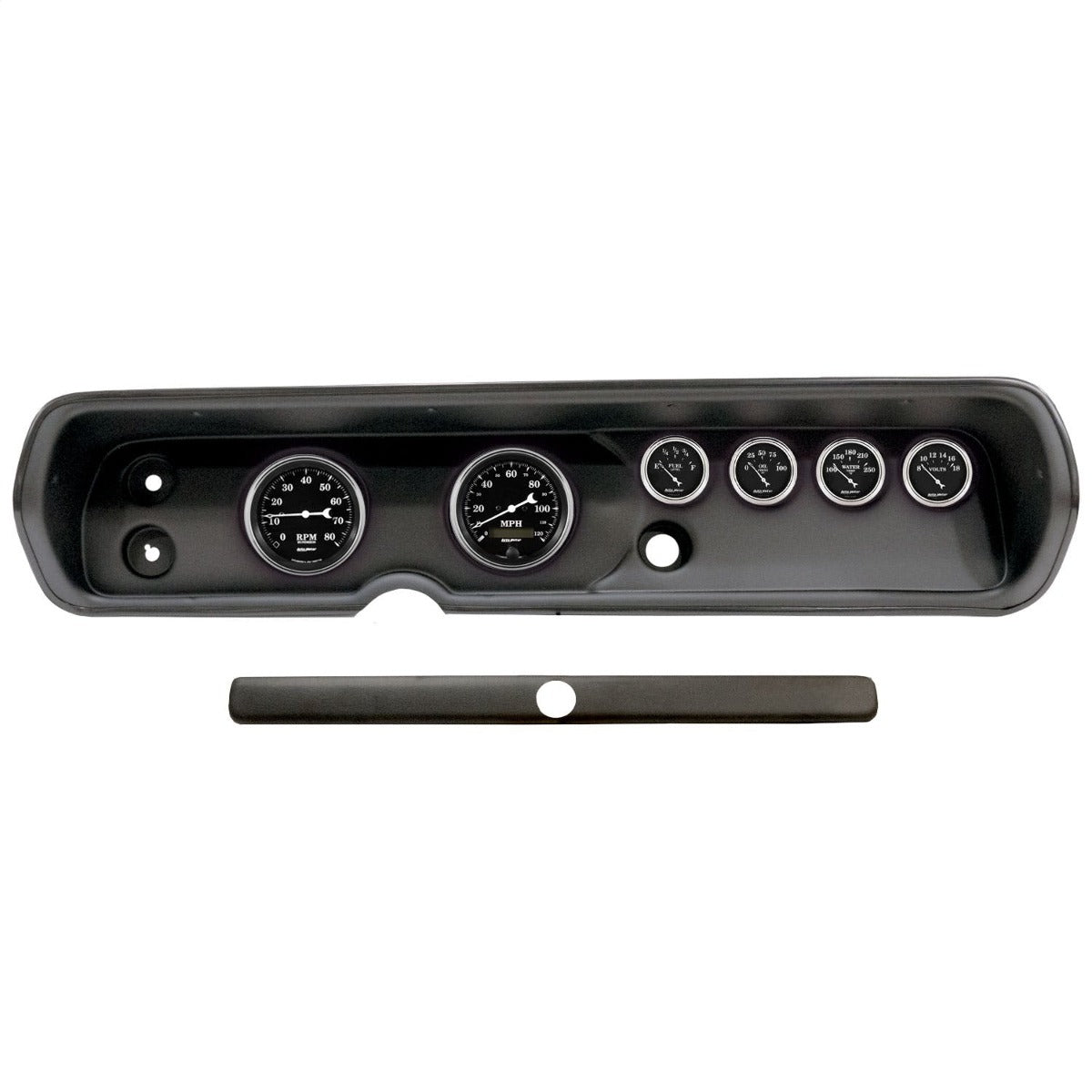 AutoMeter Products 2929-07 6 Gauge Direct-Fit Dash Kit, Chevy Chevell 64-65, Old Tyme Black