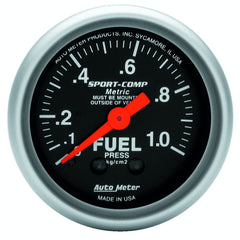 AutoMeter Products 3311-J Fuel Press 0-1.0 Kg/Cm2