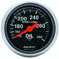AutoMeter Products 3341 GAUGE; OIL TEMP; 2 1/16in.; 140-280? F; MECHANICAL; SPORT-COMP