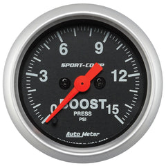 AutoMeter Products 3350 Low Pressure Boost Gauge; 2-1/16 Boost 0-15 psi DSM Sport Comp