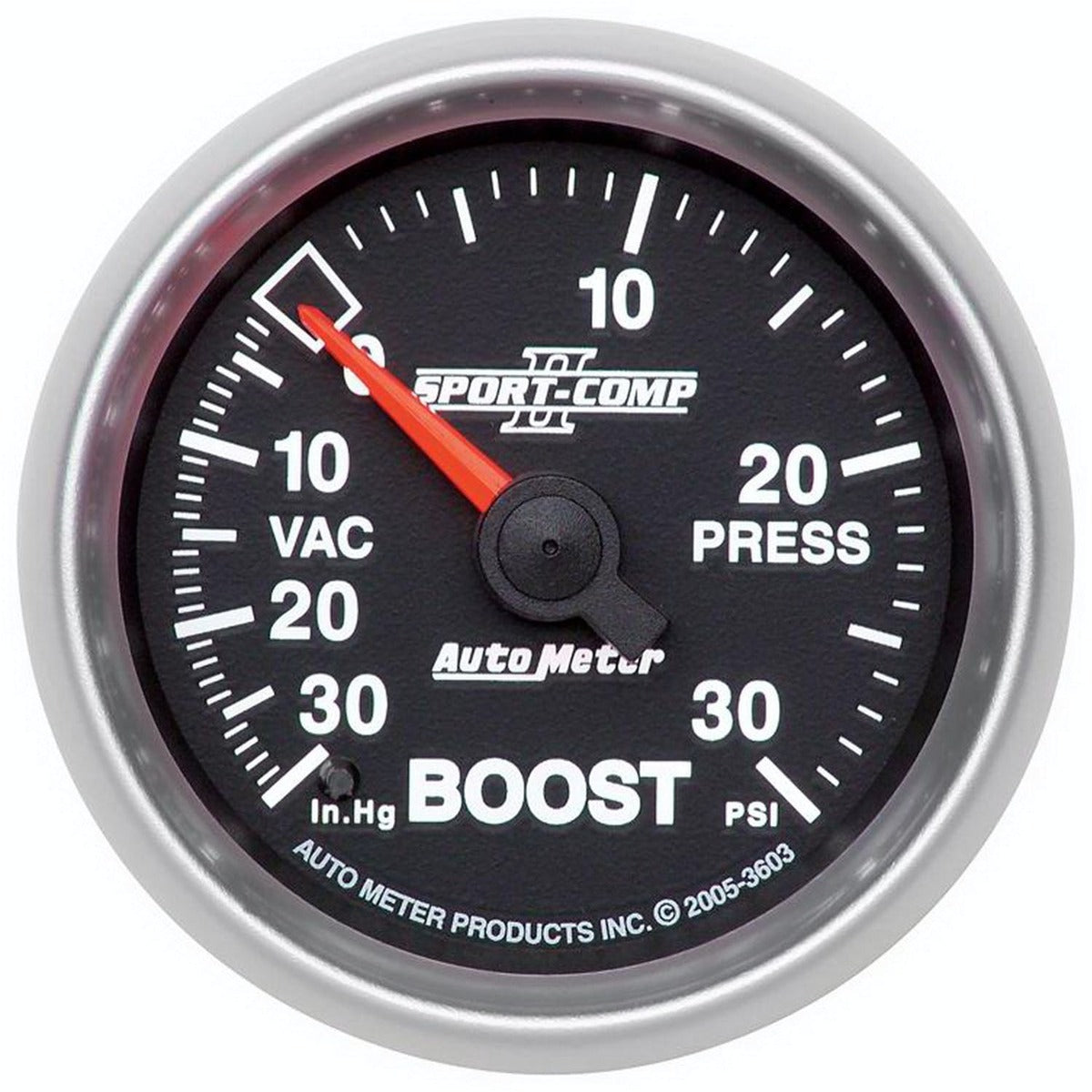 AutoMeter Products 3603 Gauge; Vac/Boost; 2 1/16in.; 30inHg-30psi; Mechanical; Sport-Comp II