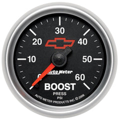 AutoMeter Products 3605-00406 2-1/16 Boost 0-60 PSI Mech, GM Red Bowtie