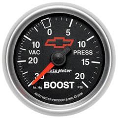 AutoMeter Products 3607-00406 2-1/16 Boost Vac 30 In Hg/20 PSI Mech, GM Red Bowtie