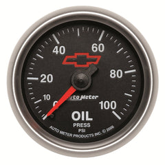 AutoMeter Products 3621-00406 2-1/16 Oil Press 0 100 PSI Mech, GM Red Bowtie