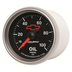 AutoMeter Products 3621-00406 2-1/16 Oil Press 0 100 PSI Mech, GM Red Bowtie