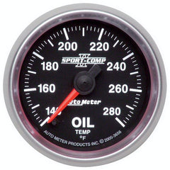 AutoMeter Products 3656 Oil Temp Gauge, 2 1/16, 140-280? F, Digital Stepper Motor, Sport-Comp II
