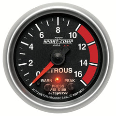 AutoMeter Products 3673 Gauge; Nitrous Press; 2 1/16in.; 1600psi; Stepper Motor w/Peak/Warn; Sport-Comp