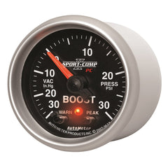 AutoMeter Products 3677 GAUGE; VAC/BOOST; 2 1/16in.; 30INHG-30PSI; STEPPER MOTOR W/PEAK/WARN; SPORT-COMP