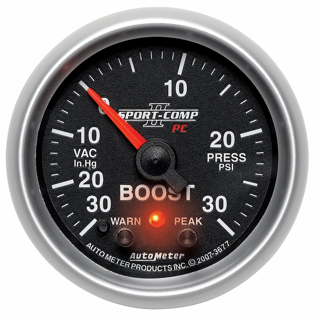 AutoMeter Products 3677 GAUGE; VAC/BOOST; 2 1/16in.; 30INHG-30PSI; STEPPER MOTOR W/PEAK/WARN; SPORT-COMP