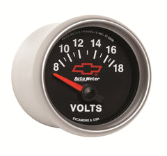 AutoMeter Products 3692-00406 2-1/16 Voltmeter 8 18v Short Sweep Elec, GM Red Bowtie