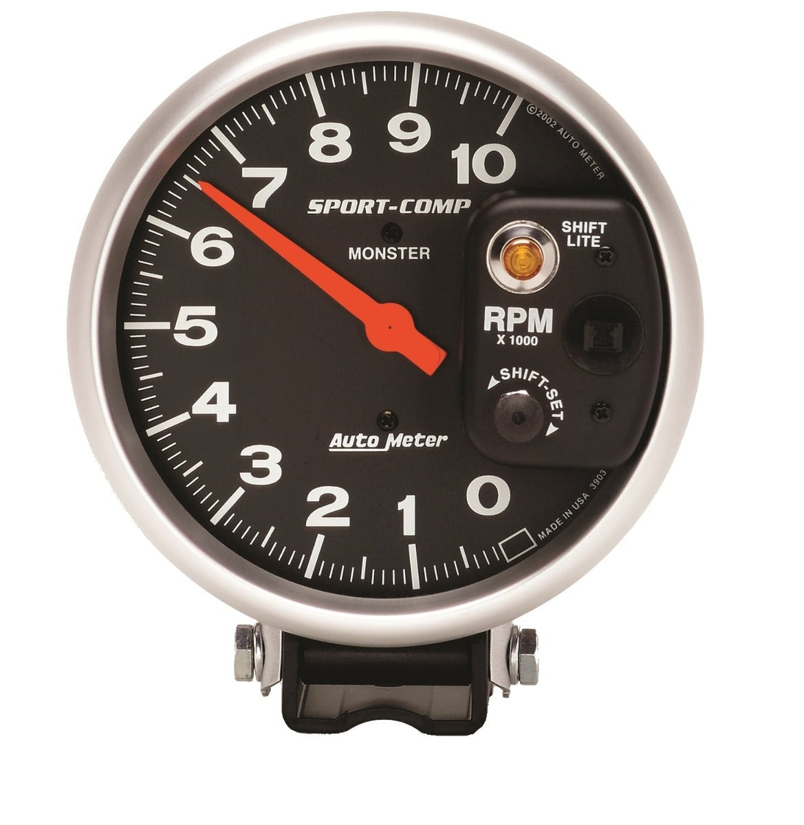AutoMeter Products 3903 Gauge; Tachometer; 5in.; 10k RPM; Pedestal w/int. Shift-Lite; Sport-Comp