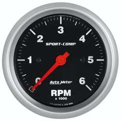 AutoMeter Products 3996 Sport-Comp Gauge, Tachometer, 3 3/8, 6k Rpm, In-Dash