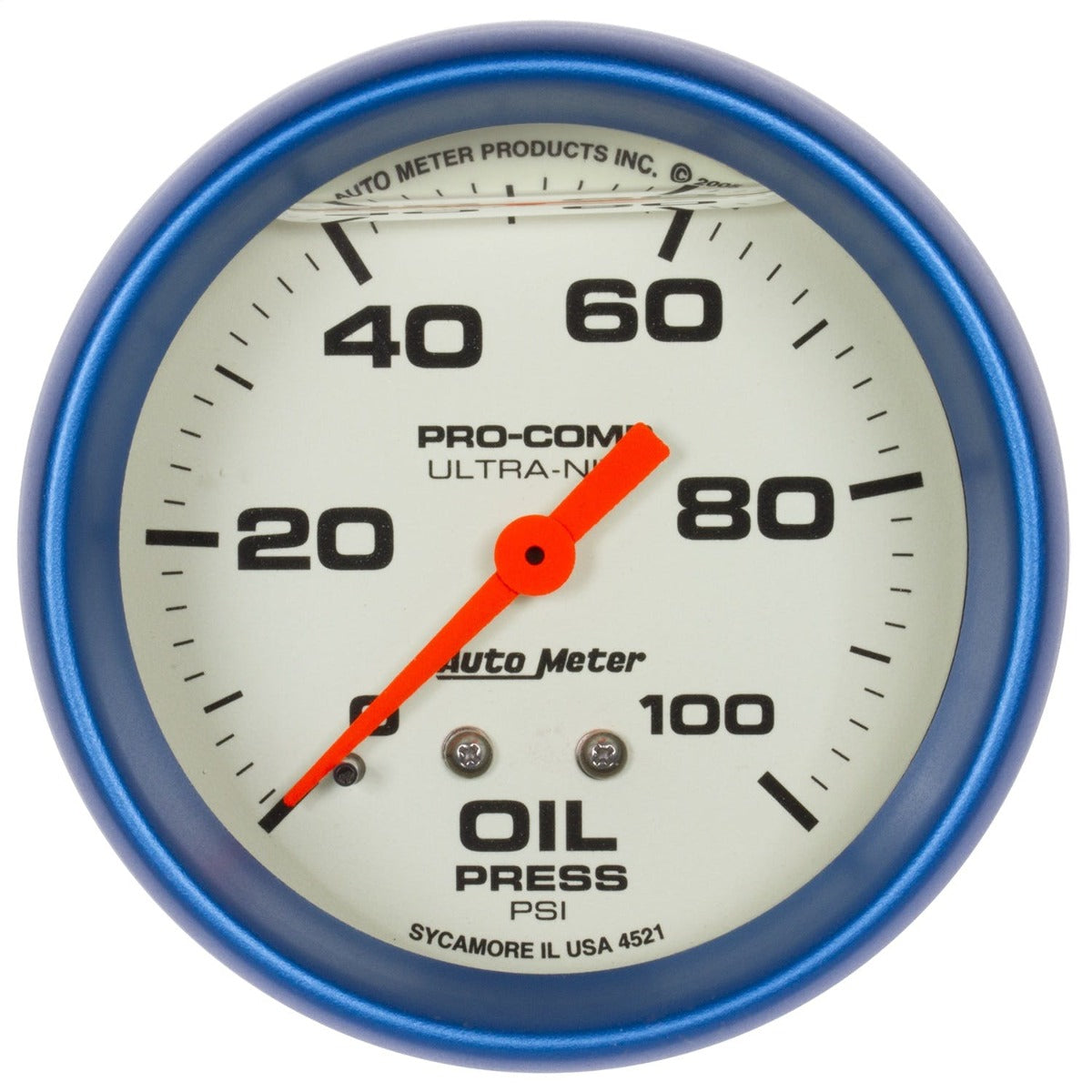 AutoMeter Products 4221 2-5/8 Oil Pressure Gauge 0-100 PSI, LFG, Ultra-Nite