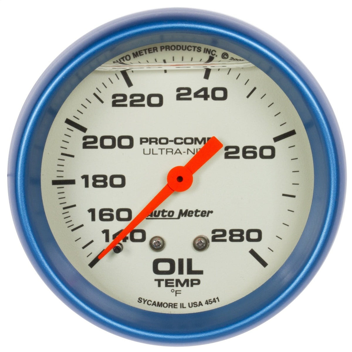 AutoMeter Products 4241 2-5/8 Oil Temperature Gauge, 140- 280F, LFG, Ultra-Nite