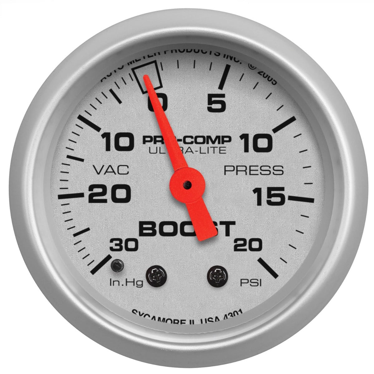 AutoMeter Products 4301 GAUGE; VAC/BOOST; 2 1/16in.; 30INHG-20PSI; MECHANICAL; ULTRA-LITE