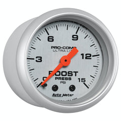 AutoMeter Products 4302 Gauge; Boost; 2 1/16in.; 15psi; Mechanical; Ultra-Lite