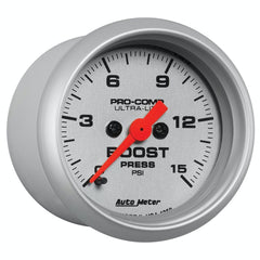 AutoMeter Products 4350 Low Pressure Boost Gauge; 2-1/16 Boost 0-15 psi, DSM Ultra-Lite