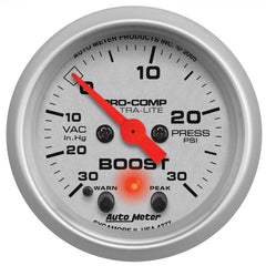 AutoMeter Products 4377 Gauge; Vac/Boost; 2 1/16in.; 30inHG-30psi; Stepper Motor w/Peak/Warn; Ultra-Lite
