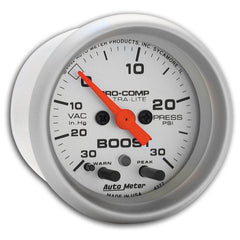 AutoMeter Products 4377 Gauge; Vac/Boost; 2 1/16in.; 30inHG-30psi; Stepper Motor w/Peak/Warn; Ultra-Lite