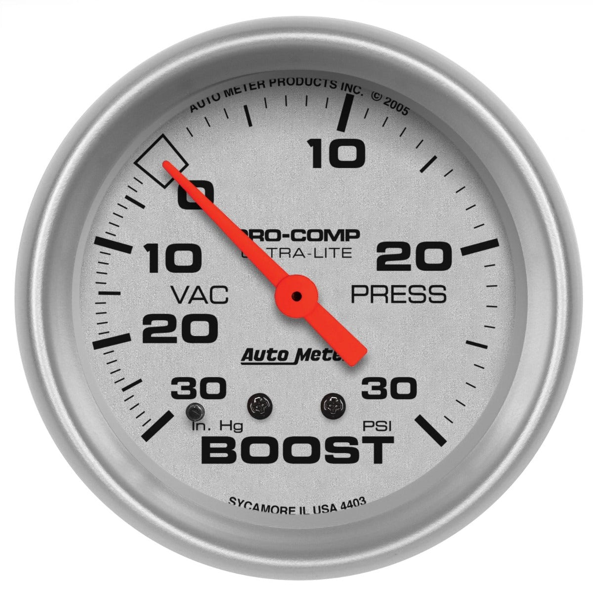 AutoMeter Products 4403 Gauge; Vac/Boost; 2 5/8in.; 30inHg-30psi; Mechanical; Ultra-Lite