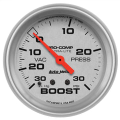 AutoMeter Products 4403 Gauge; Vac/Boost; 2 5/8in.; 30inHg-30psi; Mechanical; Ultra-Lite