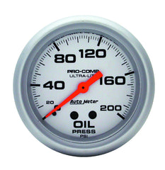AutoMeter Products 4422 Gauge; Oil Pressure; 2 5/8in.; 200psi; Mechanical; Ultra-Lite