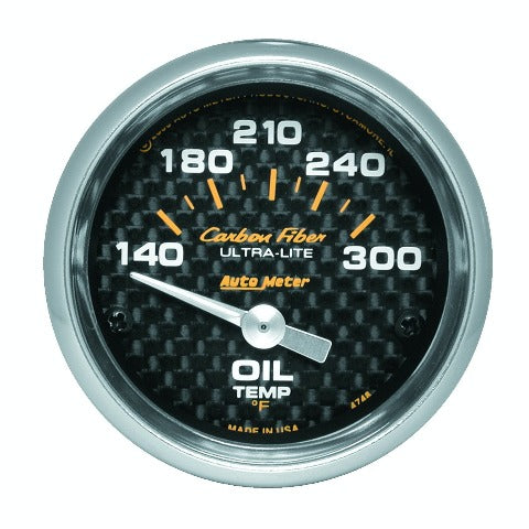 AutoMeter Products 4748 Gauge; Oil Temp; 2 1/16in.; 140-300? F; Electric; Carbon Fiber