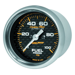 AutoMeter Products 4763 Gauge; Fuel Pressure; 2 1/16in.; 100psi; Digital Stepper Motor; Carbon Fiber