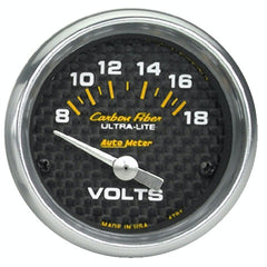AutoMeter Products 4791 GAUGE; VOLTMETER; 2 1/16in.; 18V; ELECTRIC; CARBON FIBER