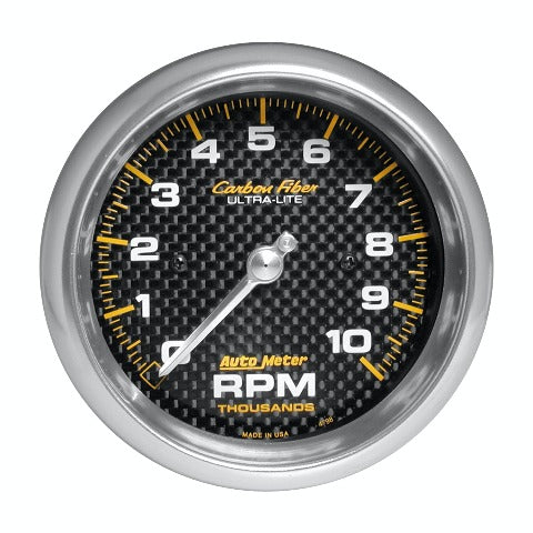 AutoMeter Products 4798 Gauge; Tachometer; 3 3/8in.; 10k RPM; In-Dash; Carbon Fiber
