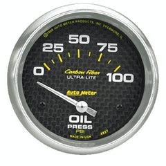 AutoMeter Products 4827 Gauge; Oil Pressure; 2 5/8in.; 100psi; Electric; Carbon Fiber