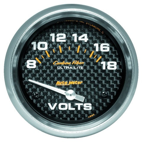AutoMeter Products 4891 Gauge; Voltmeter; 2 5/8in.; 18V; Electric; Carbon Fiber