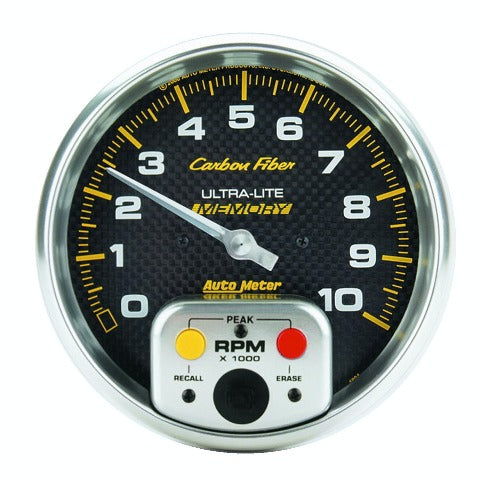 AutoMeter Products 4894 GAUGE; TACHOMETER; 5in.; 10K RPM; IN-DASH W/PEAK MEMORY; CARBON FIBER