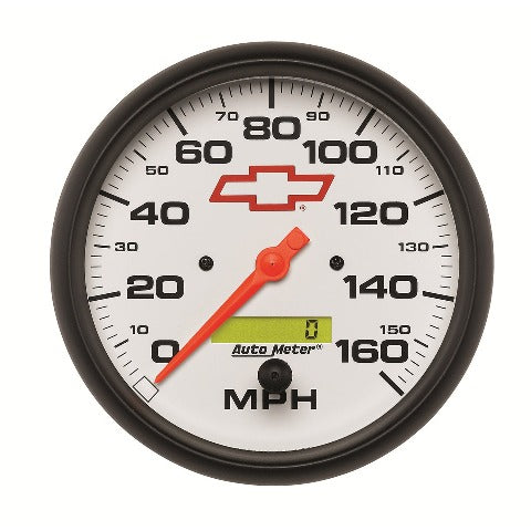 AutoMeter Products 5889-00406 GAUGE; SPEEDOMETER; 5in.; 160MPH; ELEC. PROGRAMMABLE; GM BOWTIE WHITE