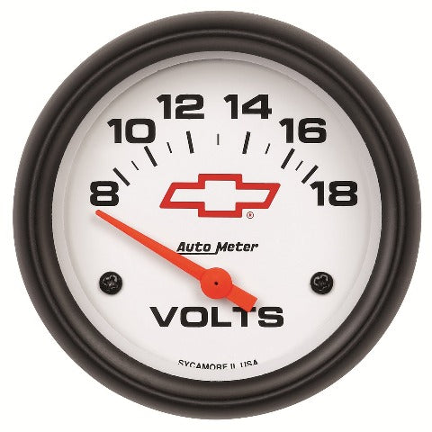 AutoMeter Products 5891-00406 Gauge; Voltmeter; 2 5/8in.; 18V; Electric; GM Bowtie White