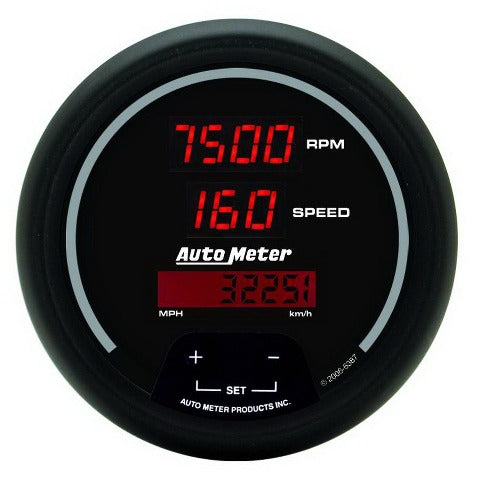 AutoMeter Products 6387 GAUGE; TACH/SPEEDO; 3 3/8in.; 260MPH/260 KM/H/10K RPM; ELEC. PROGRAM; DIGITAL; B