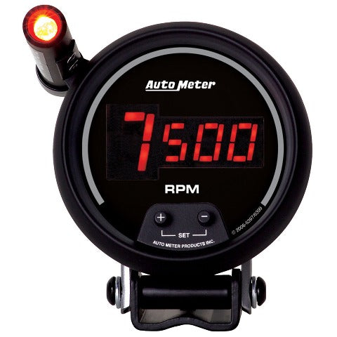 AutoMeter Products 6399 Gauge; Tach; 3 3/4in.; 10k RPM; Pedestal w/ext. Quick-Lite; Digital; Blk Dial w/