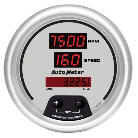 AutoMeter Products 6587 GAUGE; TACH/SPEEDO; 3 3/8in.; 260MPH/260 KM/H/10K RPM; ELEC. PROGRAM; DIGITAL; S