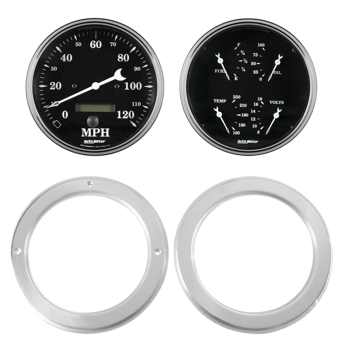 AutoMeter Products 7037-07 2 Gauge Direct Fit Dash Kit, Chevy Truck 54-55, 2 Gauge, Old Tyme Black