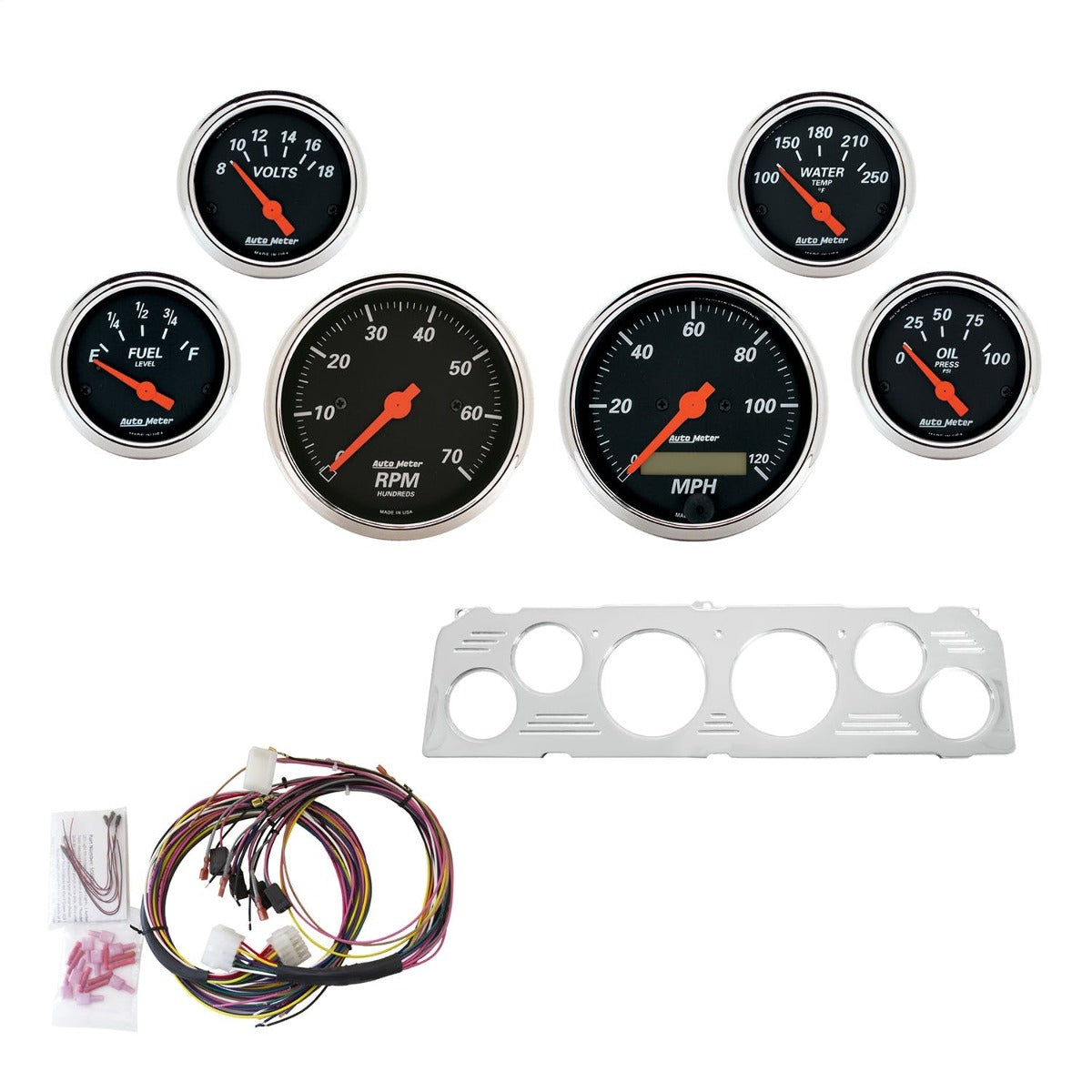 AutoMeter Products 7043-DB 6 Gauge Direct-Fit Dash Kit, Designer Black