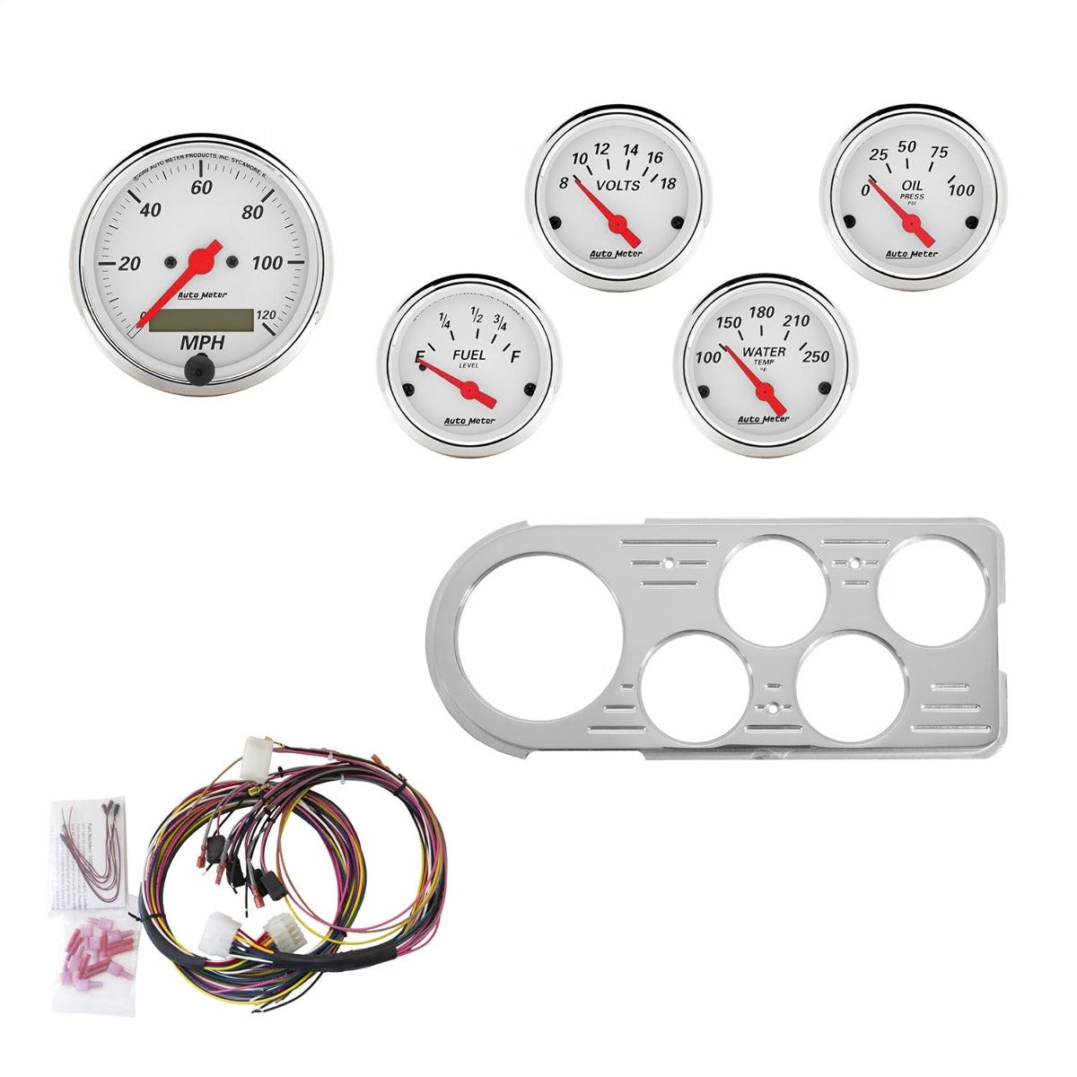 AutoMeter Products 7046-AW 5 Gauge Direct-Fit Dash Kit, Arctic White