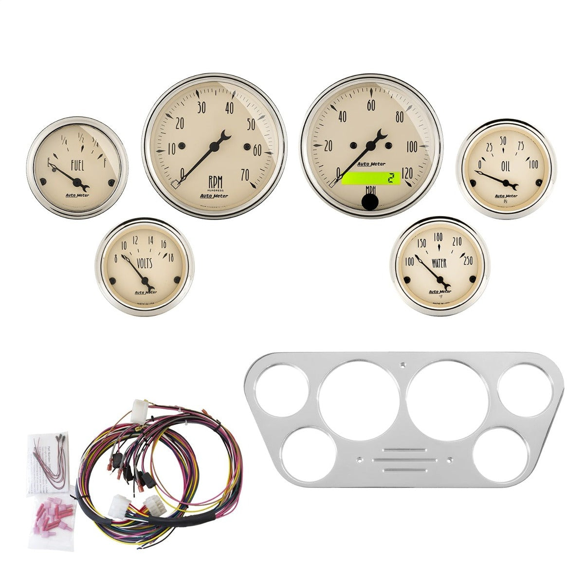 AutoMeter Products 7048-AB 6 Gauge Direct-Fit Dash Kit, Antique Beige