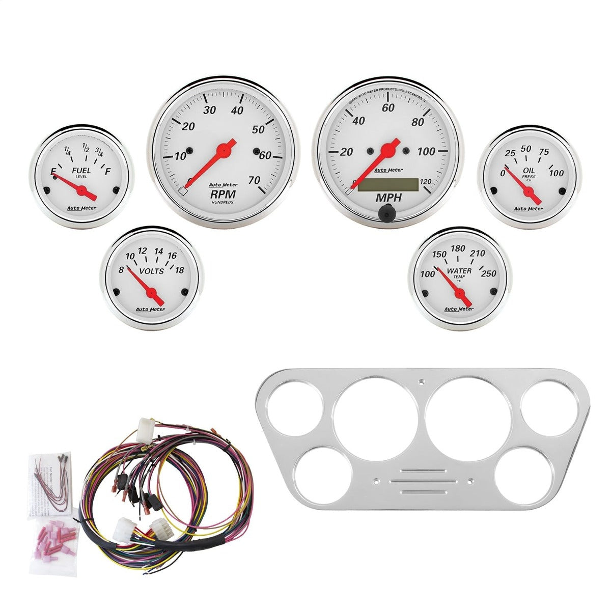 AutoMeter Products 7048-AW 6 Gauge Direct-Fit Dash Kit, Arctic White