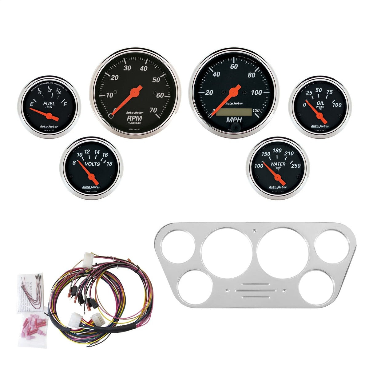 AutoMeter Products 7048-DB 6 Gauge Direct-Fit Dash Kit, Designer Black