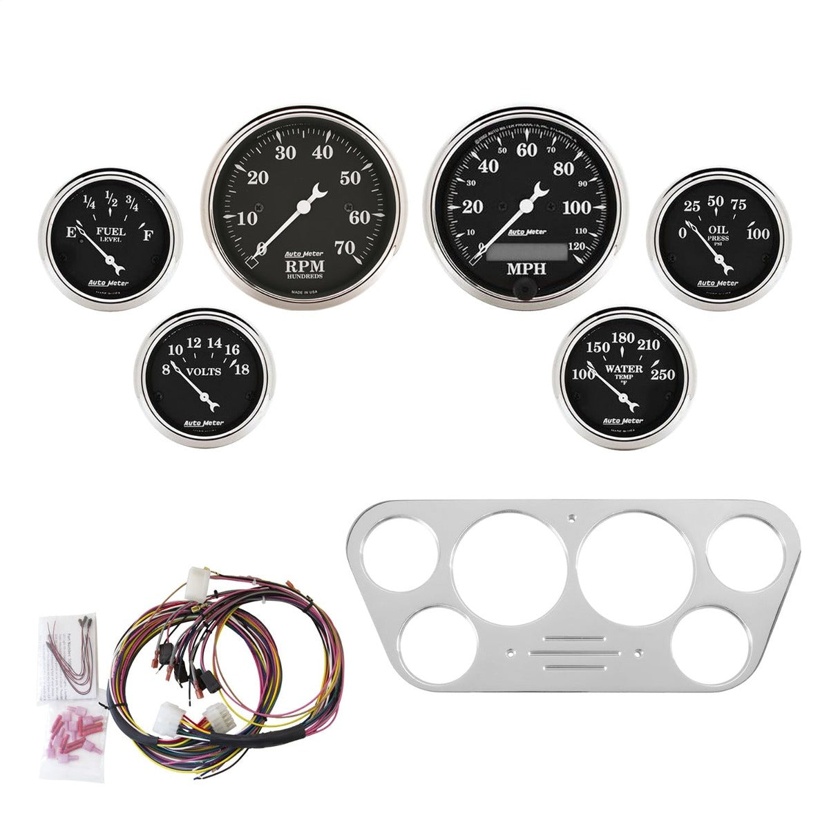AutoMeter Products 7048-OTB 6 Gauge Direct-Fit Dash Kit, Old Tyme Black