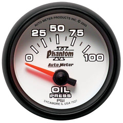 AutoMeter Products 7527 Gauge; Oil Pressure; 2 1/16in.; 100psi; Electric; Phantom II